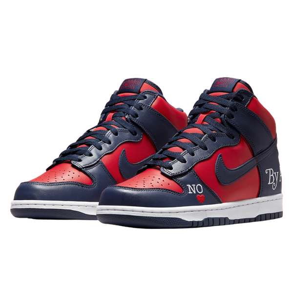 Supreme X Nike Dunk High SB 'By Any Means - Red Navy 
