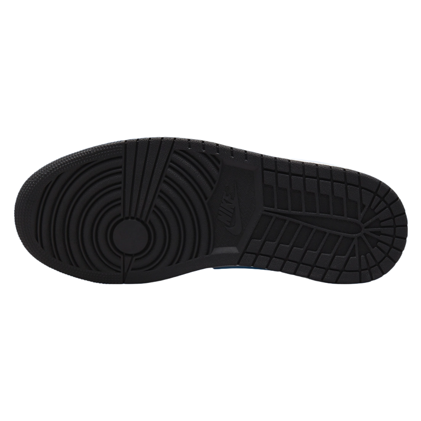 Black jordans shop with blue sole