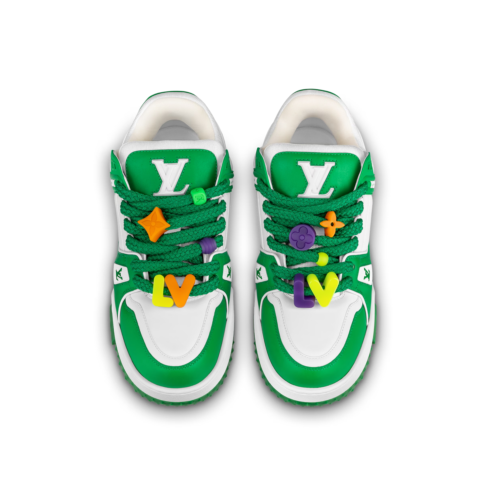 Auth Louis Vuitton Hi-Top Sneakers White / Green Men's Size 41 US8