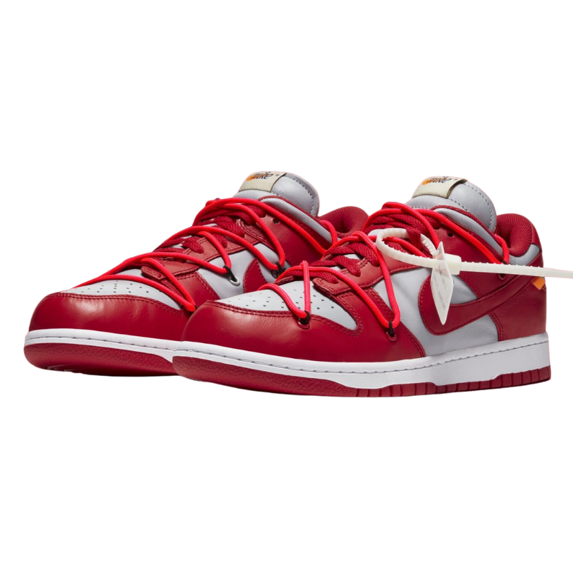Dunk low top off white red
