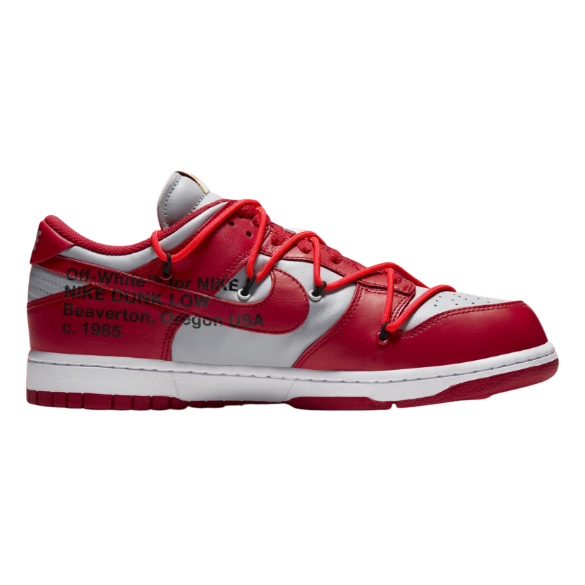 Off-white x nike dunk low red grey deals