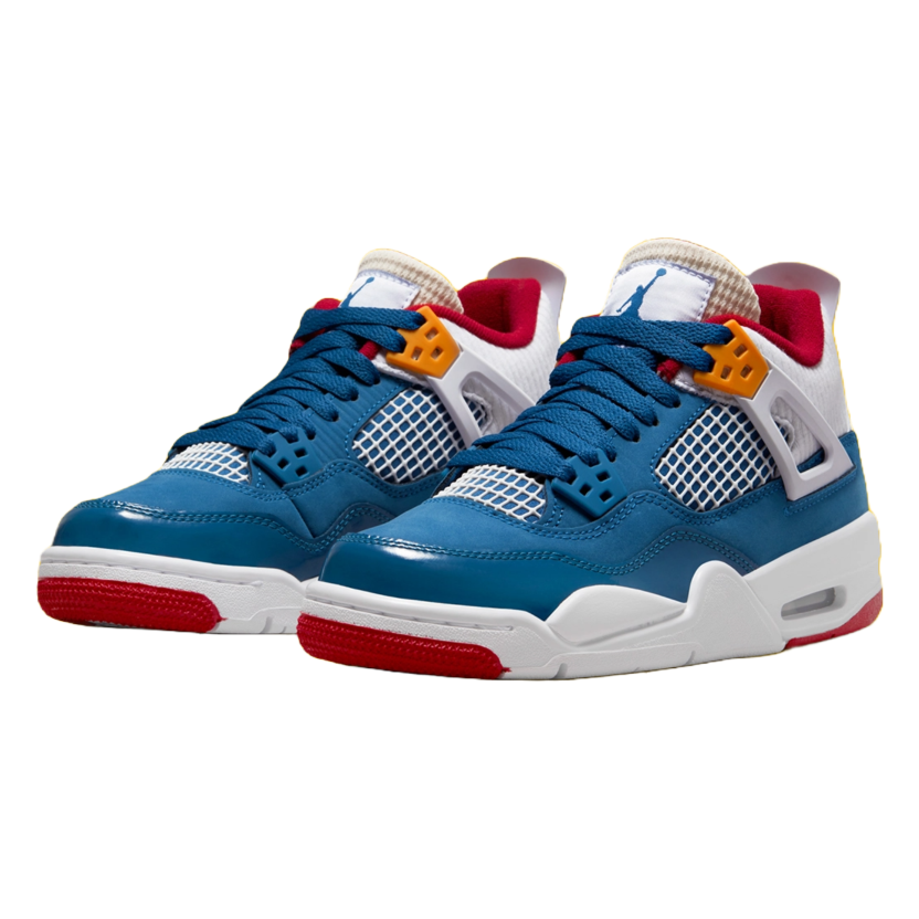Jordan 4 blue and top orange